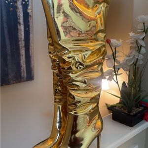 INC International Concepts Gold Metallic Over-the-Knee Stiletto Boots